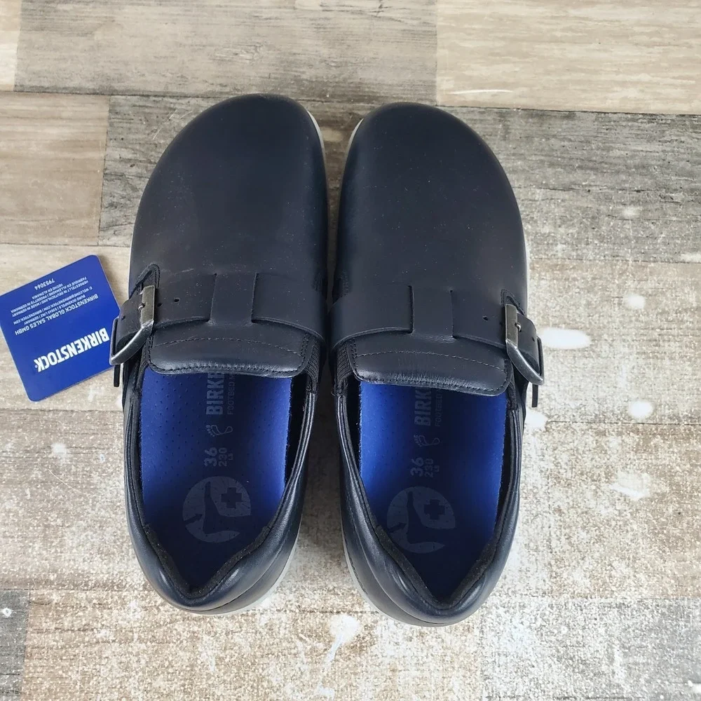 Birkenstock Caris Pro Womens Shoes Sz 5 Navy Leather Adjustable Buckle Casual